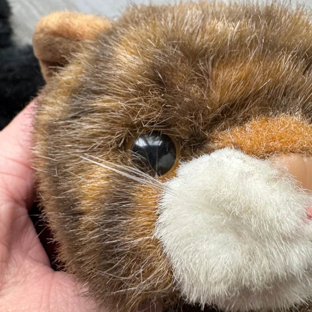 Vintage Ty Beanie Buddy Black Cat & Realistic Brown Tabby Plushies 16